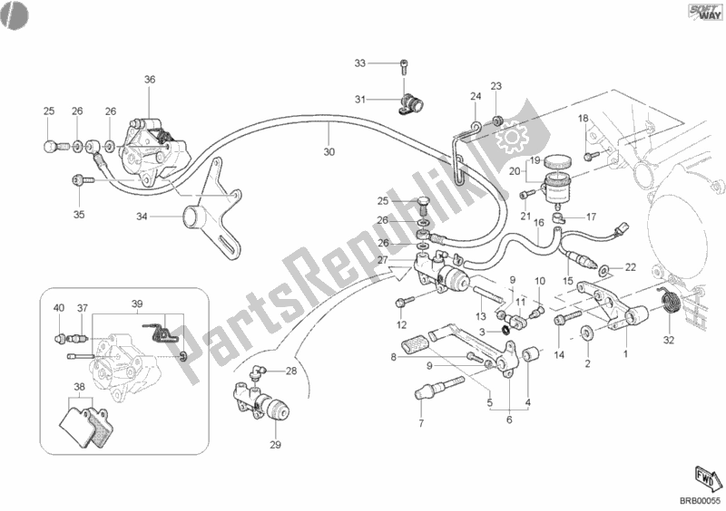 Tutte le parti per il Sistema Frenante Posteriore del Ducati Sport ST4 S 996 2003